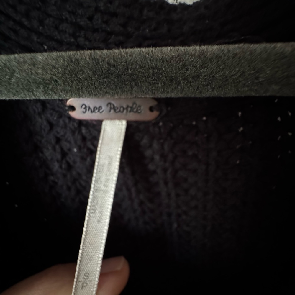 Free People Black Textured Knit Cardigan